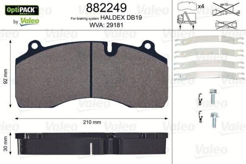 VALEO 882249 Bremsbelagsatz OptiPACK