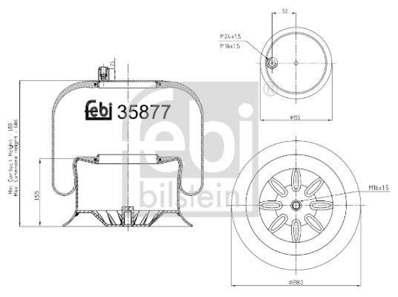 FEBI BILSTEIN 35877 Luftfederbalg mit Stahlkolben für Mercedes-Benz