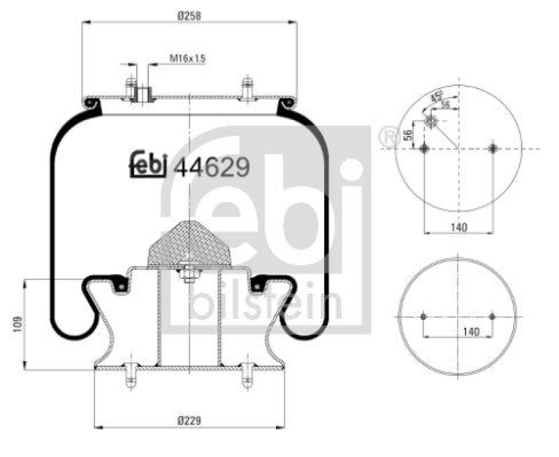 FEBI BILSTEIN 44629 Luftfederbalg mit Stahlkolben für Scania