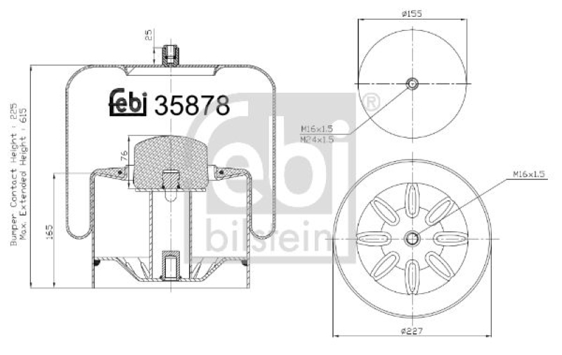 FEBI BILSTEIN 35878 Luftfederbalg mit Stahlkolben für Mercedes-Benz