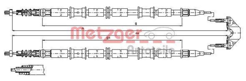 METZGER 11.5864 Seilzug, Feststellbremse für OPEL hinten