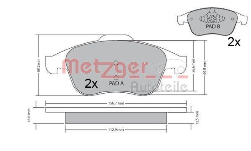 METZGER 1170409 Bremsbelagsatz, Scheibenbremse WVA 24 709