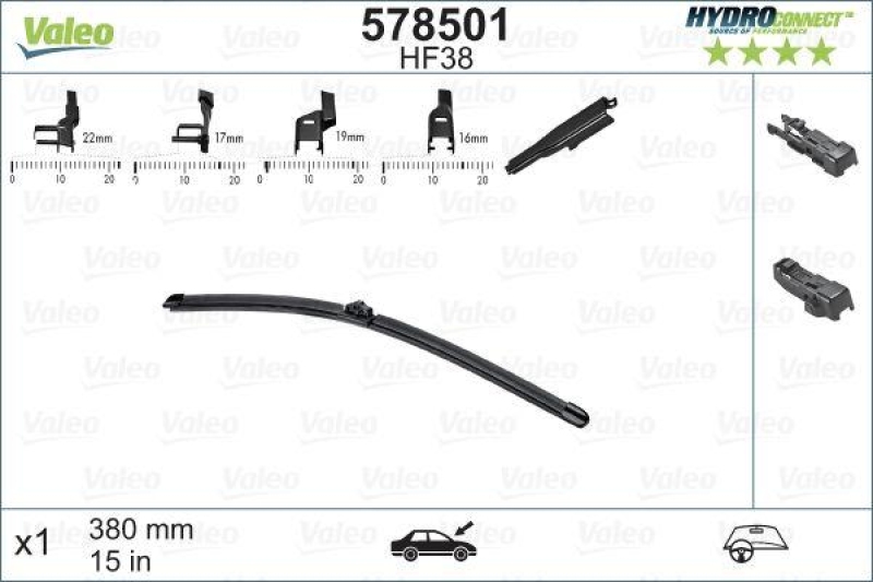 VALEO 578501 HF38 HydroConnect Front LHD 38cm