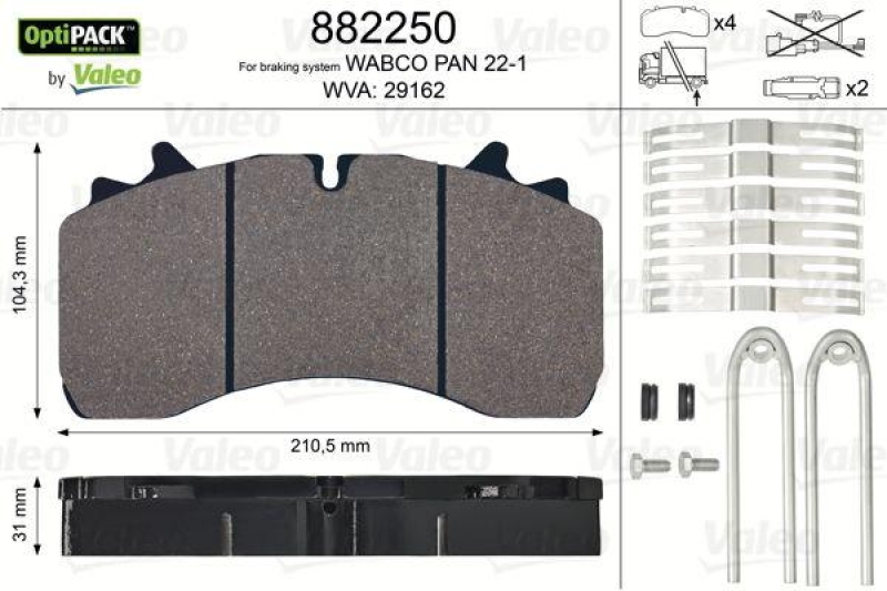 VALEO 882250 Bremsbelagsatz OptiPACK