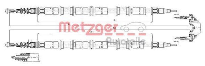 METZGER 11.5865 Seilzug, Feststellbremse für OPEL hinten