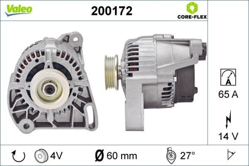 VALEO 200172 Generator - CORE-FLEX - FIAT Panda