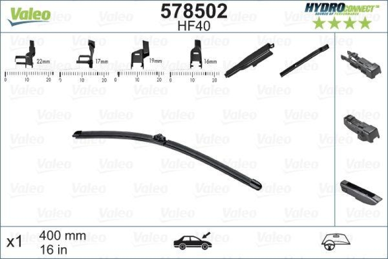 VALEO 578502 HF40 HydroConnect Front LHD 40cm