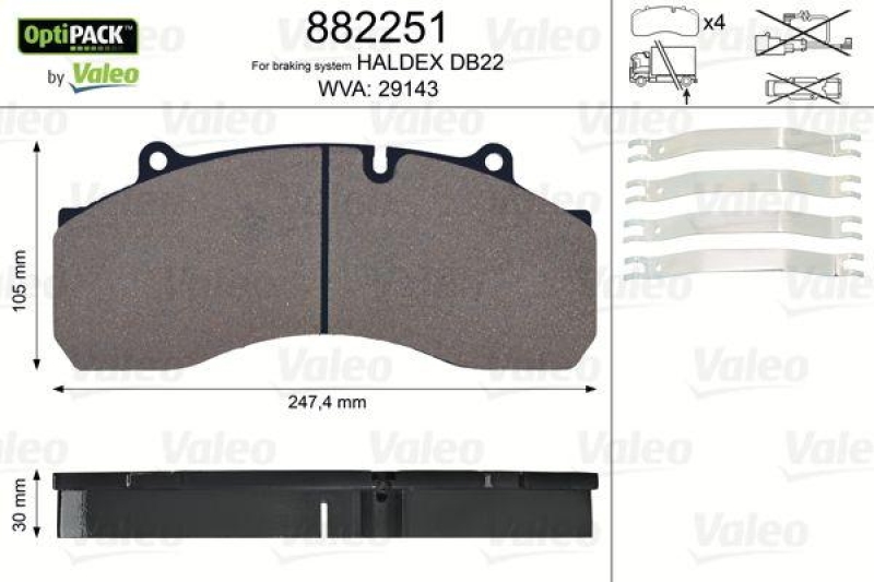 VALEO 882251 Bremsbelagsatz OptiPACK