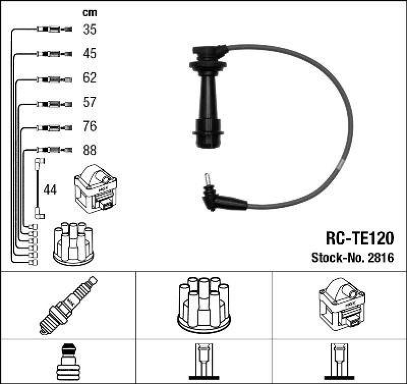 NGK 2816 Zündleitungssatz RC-TE120 |Zündkabel