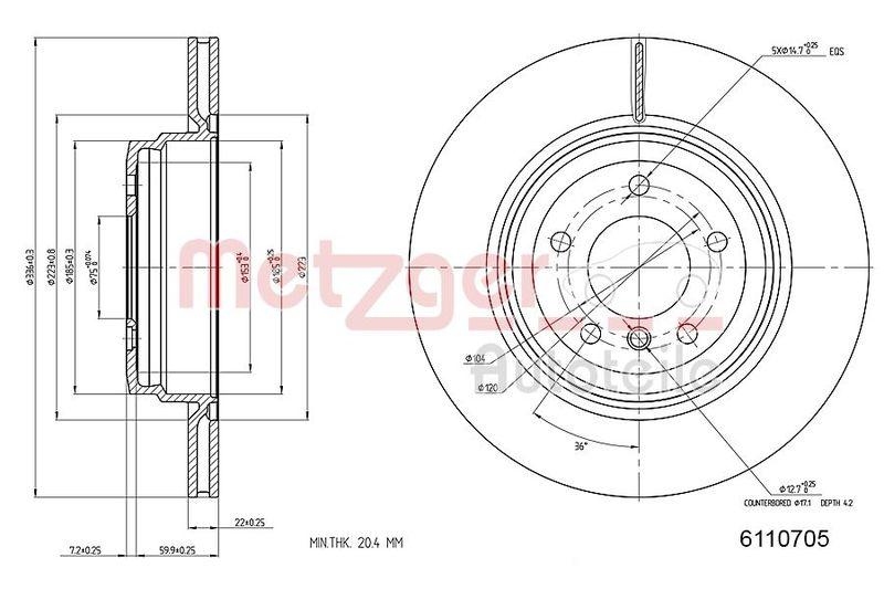 METZGER 6110705 Bremsscheibe Lack/Ks für BMW HA