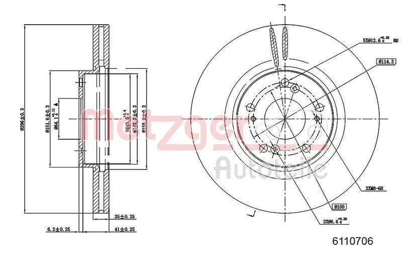 METZGER 6110706 Bremsscheibe Lack/Ks für HONDA VA