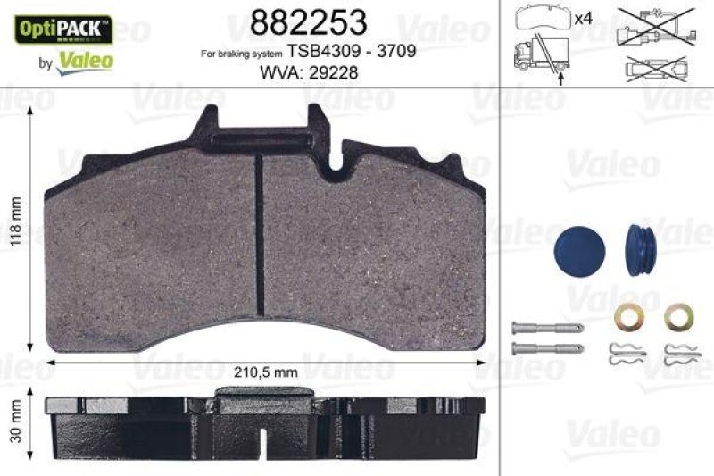 VALEO 882253 Bremsbelagsatz OptiPACK