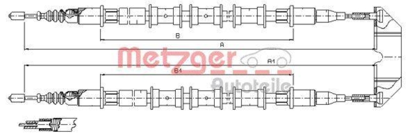 METZGER 11.5933 Seilzug, Feststellbremse für OPEL hinten