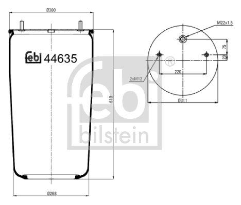 FEBI BILSTEIN 44635 Luftfederbalg ohne Kolben für Gigant