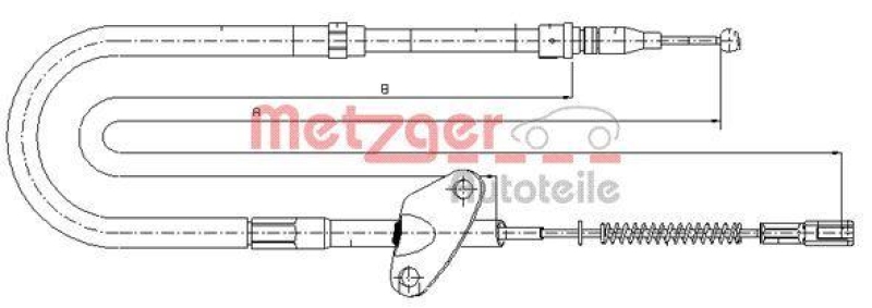 METZGER 10.9872 Seilzug, Feststellbremse für MB hinten links