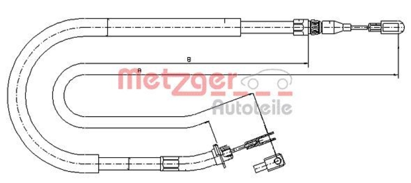 METZGER 10.9873 Seilzug, Feststellbremse für MB/VW hinten links/rechts