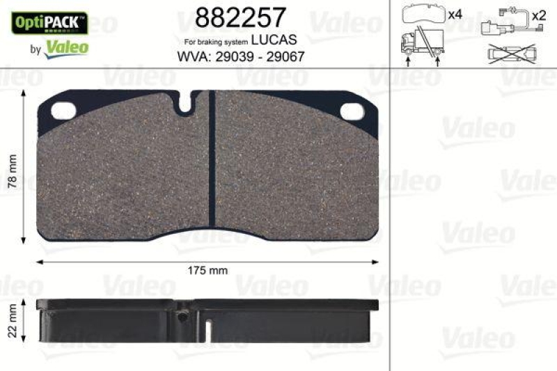 VALEO 882257 Bremsbelagsatz OptiPACK