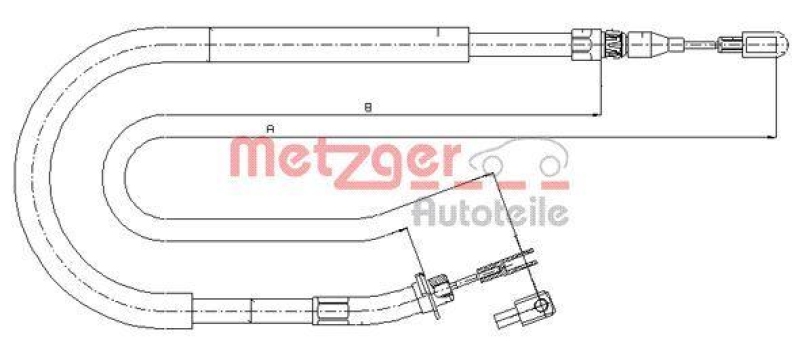 METZGER 10.9874 Seilzug, Feststellbremse für MB hinten links/rechts