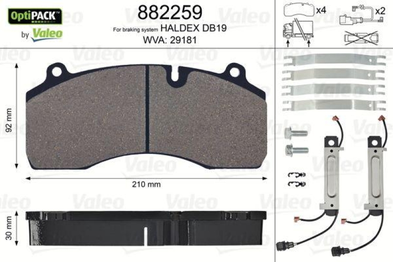 VALEO 882259 Bremsbelagsatz OptiPACK