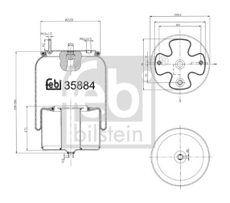 FEBI BILSTEIN 35884 Luftfederbalg mit Stahlkolben für Volvo