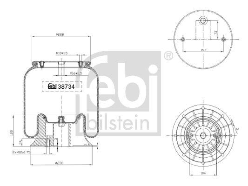 FEBI BILSTEIN 38734 Luftfederbalg mit Kunststoffkolben für Scania