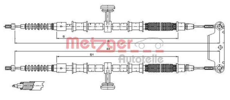 METZGER 11.5944 Seilzug, Feststellbremse für OPEL hinten