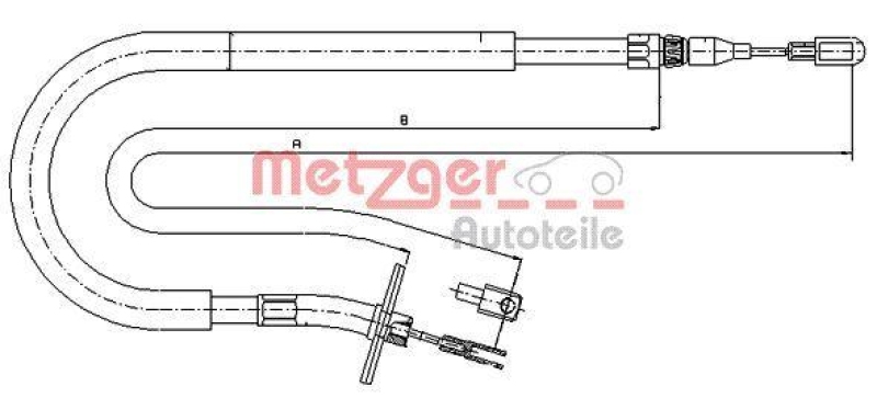 METZGER 10.9875 Seilzug, Feststellbremse für MB/VW hinten links