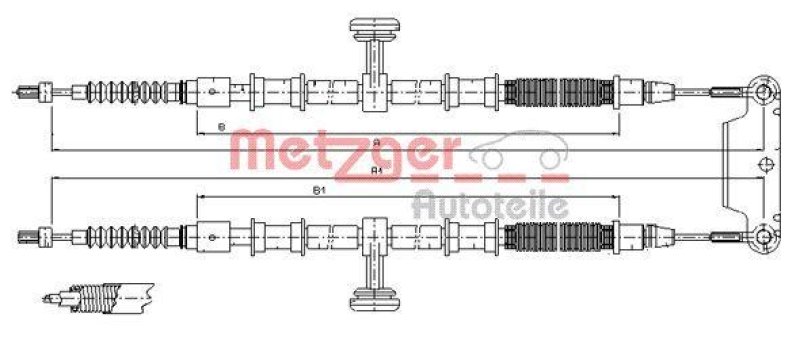 METZGER 11.5944 Seilzug, Feststellbremse f&uuml;r OPEL hinten