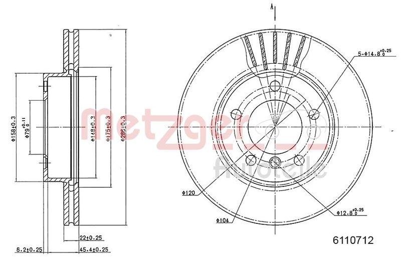 METZGER 6110712 Bremsscheibe Lack/Ks für BMW VA