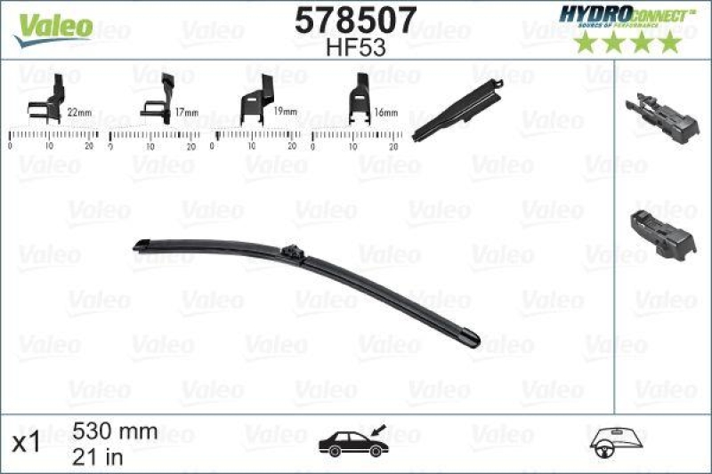 VALEO 578507 HF53 HydroConnect Front LHD 53cm