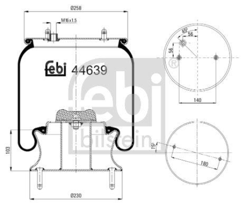 FEBI BILSTEIN 44639 Luftfederbalg mit Stahlkolben für Scania