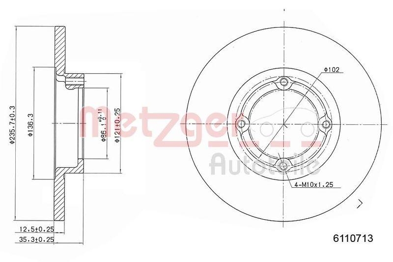 METZGER 6110713 Bremsscheibe Lack/Ks für DAEWOO VA