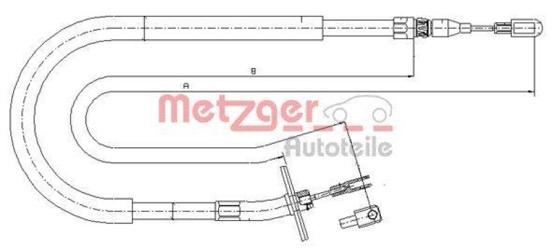 METZGER 10.9876 Seilzug, Feststellbremse für MB/VW hinten rechts