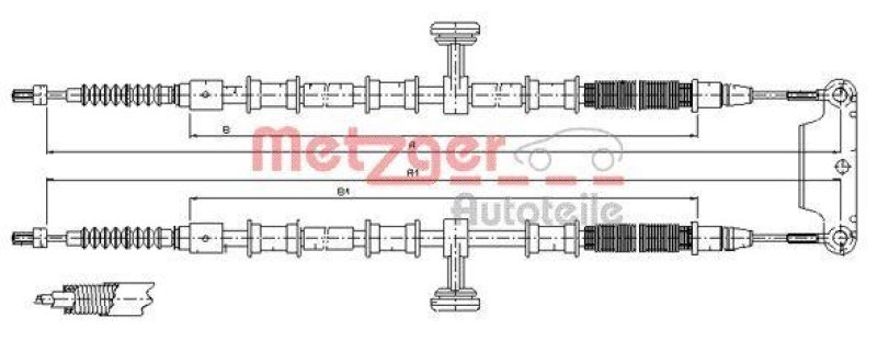 METZGER 11.5945 Seilzug, Feststellbremse für OPEL hinten