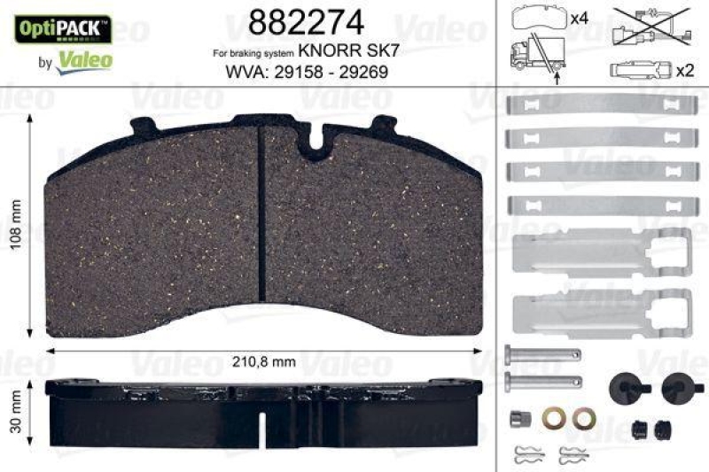 VALEO 882274 Bremsbelagsatz OptiPACK