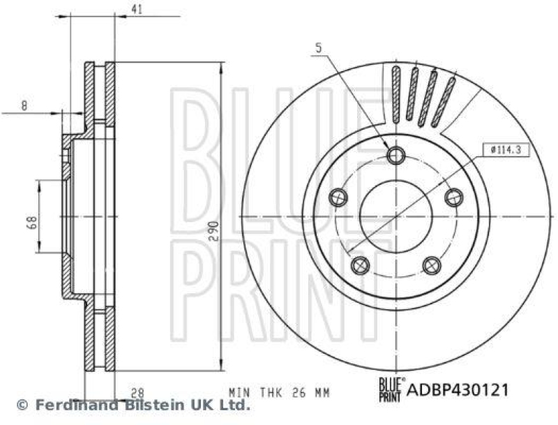 BLUE PRINT ADBP430121 Bremsscheibe f&uuml;r NISSAN