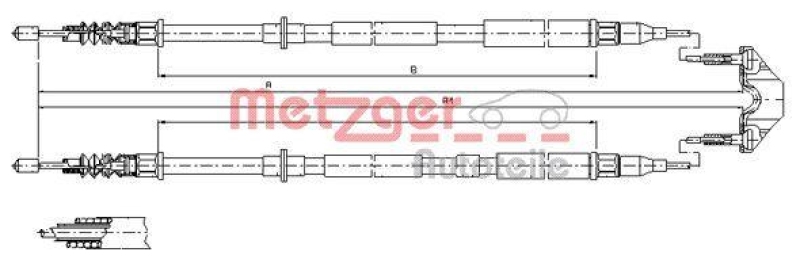 METZGER 11.5950 Seilzug, Feststellbremse für OPEL hinten