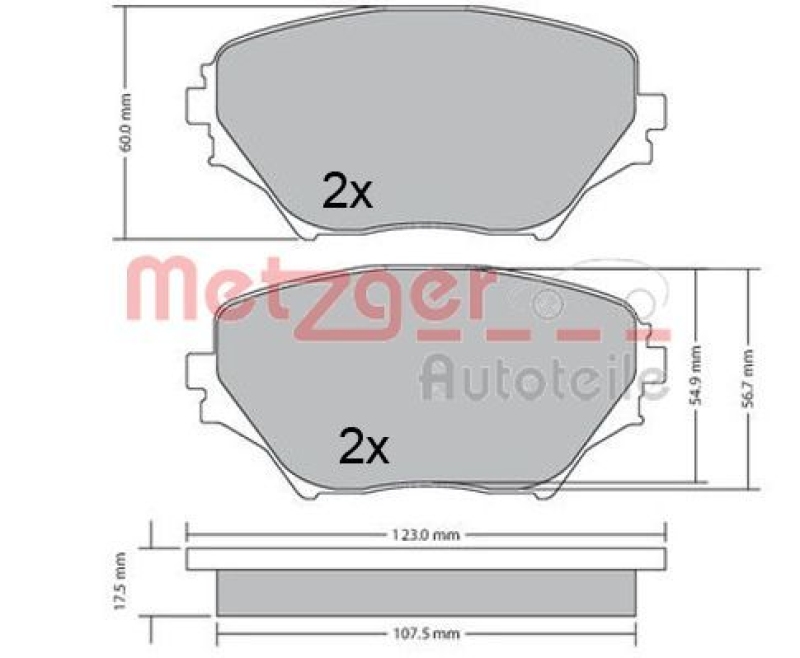 METZGER 1170418 Bremsbelagsatz, Scheibenbremse WVA 23 585