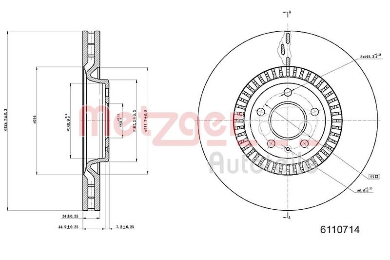 METZGER 6110714 Bremsscheibe Lack/Ks/Hc für AUDI VA