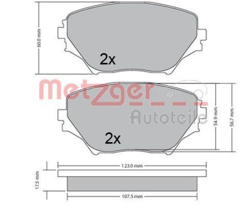 METZGER 1170418 Bremsbelagsatz, Scheibenbremse WVA 23 585