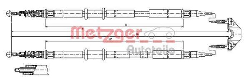 METZGER 11.5952 Seilzug, Feststellbremse für OPEL hinten