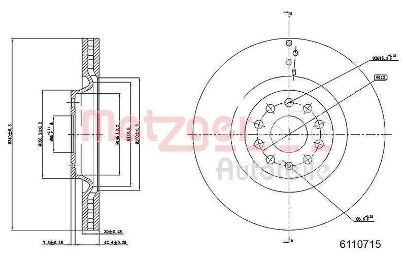 METZGER 6110715 Bremsscheibe Lack/Ks/Hc für AUDI/SEAT/SKODA/VW VA