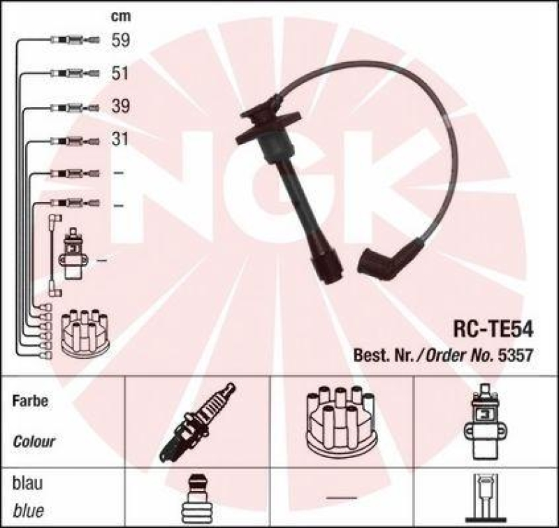 NGK 5357 Zündleitungssatz RC-TE54 |Zündkabel