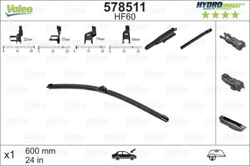 VALEO 578511 HF60 HydroConnect Front LHD 60cm