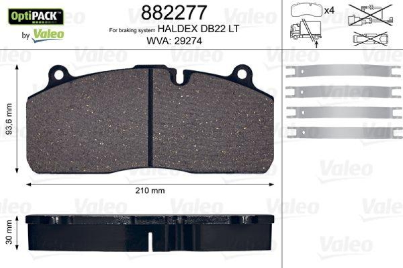 VALEO 882277 Bremsbelagsatz OptiPACK