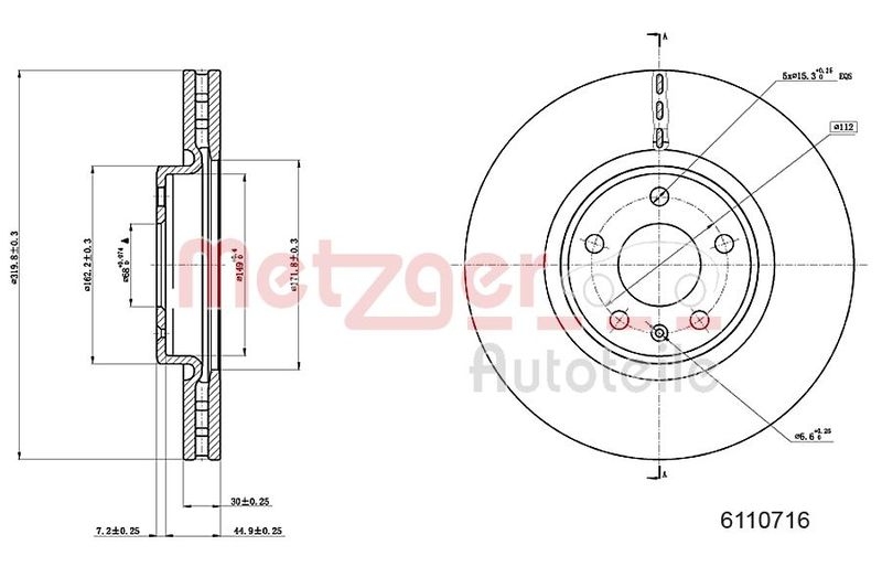 METZGER 6110716 Bremsscheibe Lack/Ks/Hc für AUDI VA