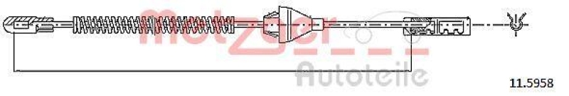 METZGER 11.5958 Seilzug, Feststellbremse für OPEL hinten links/rechts
