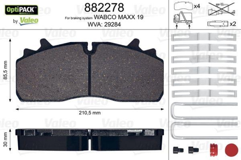 VALEO 882278 Bremsbelagsatz OptiPACK