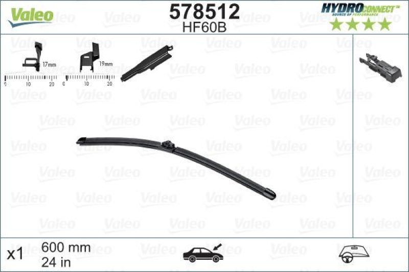 VALEO 578512 HF60B HydroConnect Front LHD 60cm