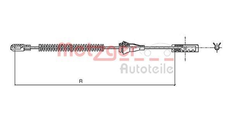 METZGER 11.5959 Seilzug, Feststellbremse für OPEL hinten links/rechts